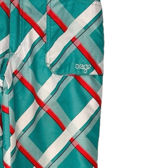 Orage | Green and Orange Plaid Ski Snowboard Pants Size Medium - Picture 13 of 16